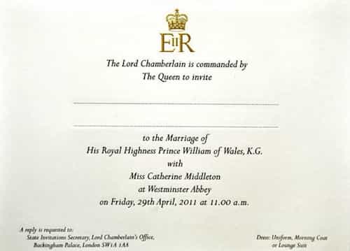 the royal wedding date. Royal Wedding Invitation