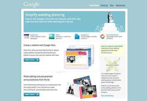 cards and Google Sites where you can create your own personal wedding
