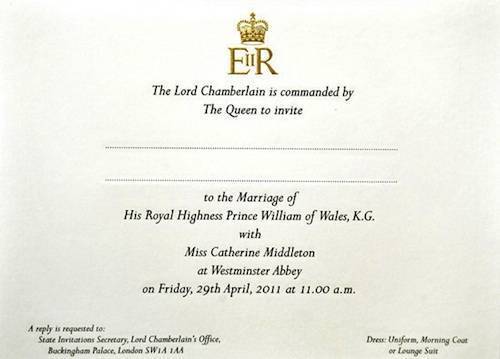 the royal wedding invite. The Royal Wedding Guest List