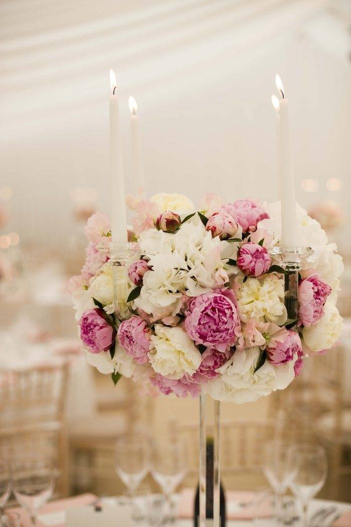 Floral Centerpiece With Candles 