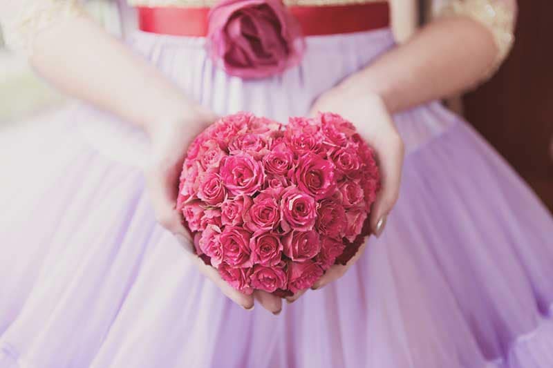 Pink rose heart bouquet - £80 - BlueSkyFlowers.co.uk (Crissi Rossi Photography)