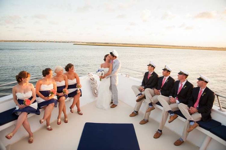 Bridal party on boat