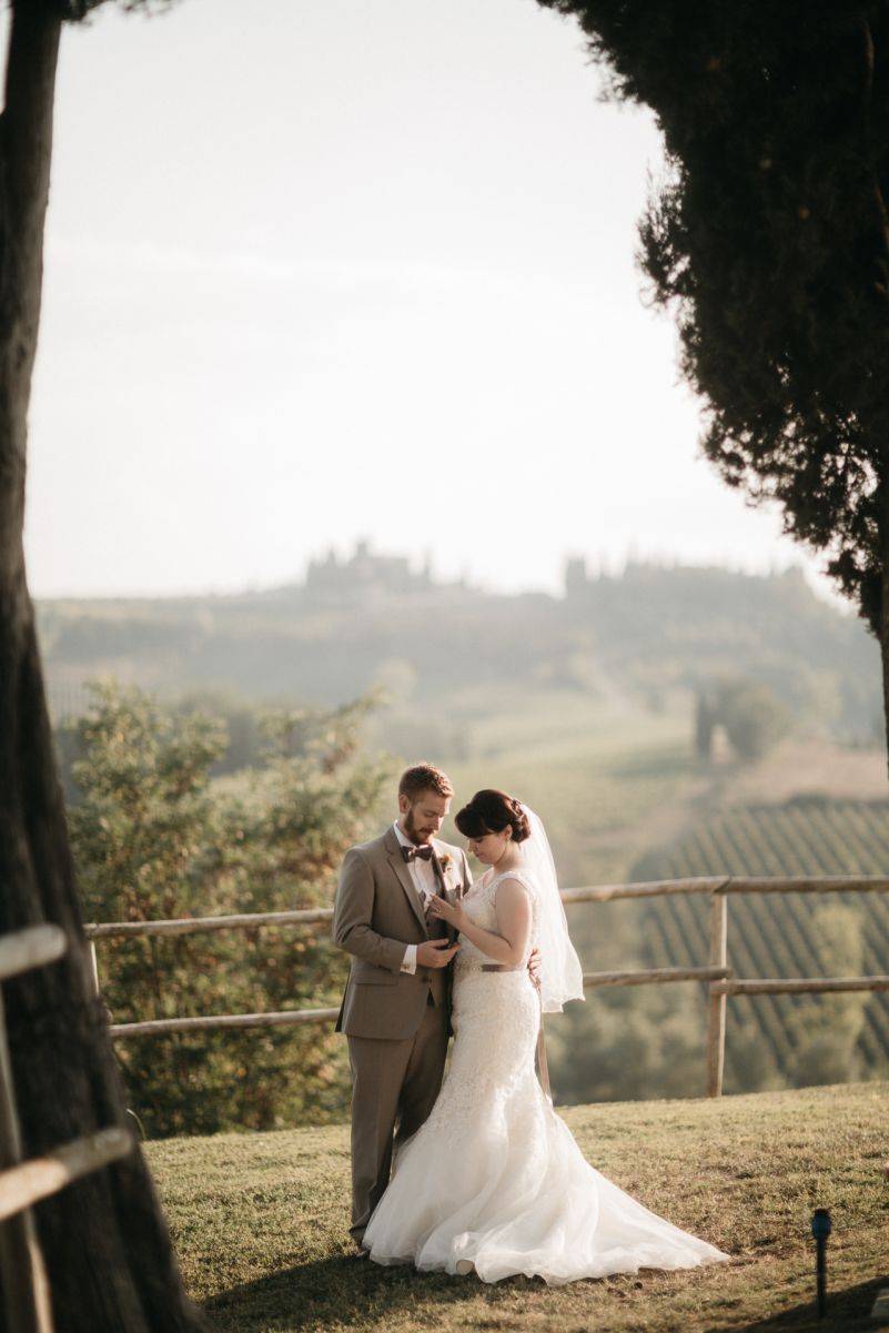 The couple chose the stunning Tuscan landscape for their special day.