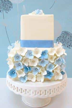 Cream-and-blue-hydrangeas-wedding-cake Wedding cupcakes London