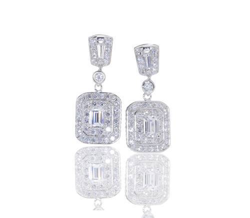 675386 - Diamonique by Tova SS 2.4ct tw Emerald Cut Cluster Earrings 675386 - Diamonique by Tova SS 2.4ct tw Emerald Cut Cluster Earrings