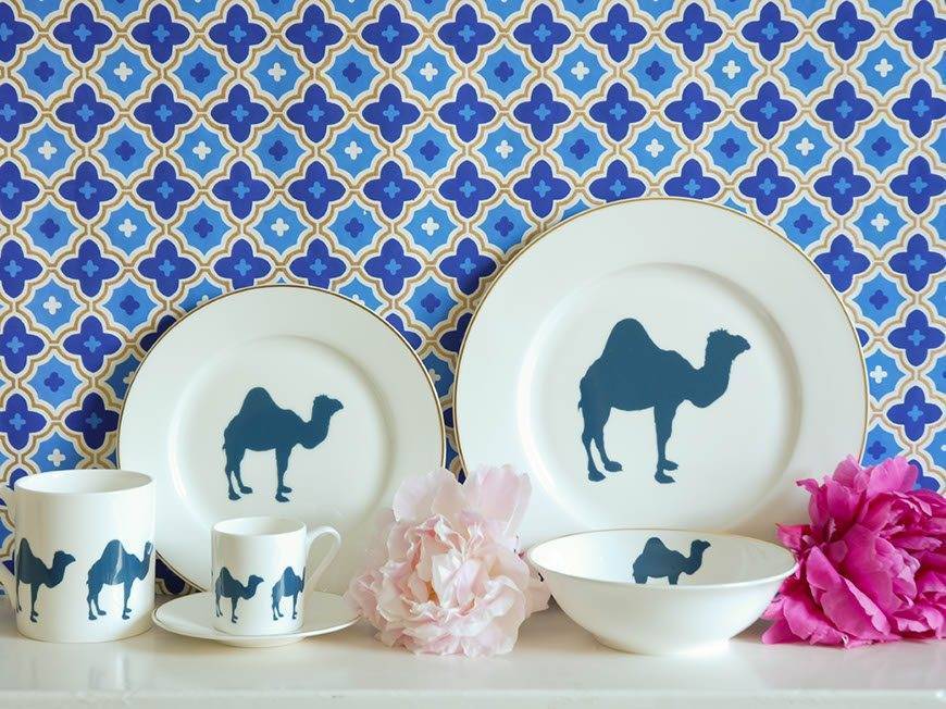 Blue and White Camel China Set Blue and White Camel China Set