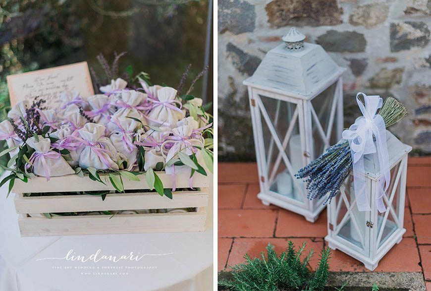Lavender confetti to perfume the happy couple, while lanterns are ready to light the path to the dancefloor. Lavender confetti to perfume the happy couple, while lanterns are ready to light the path to the dancefloor.