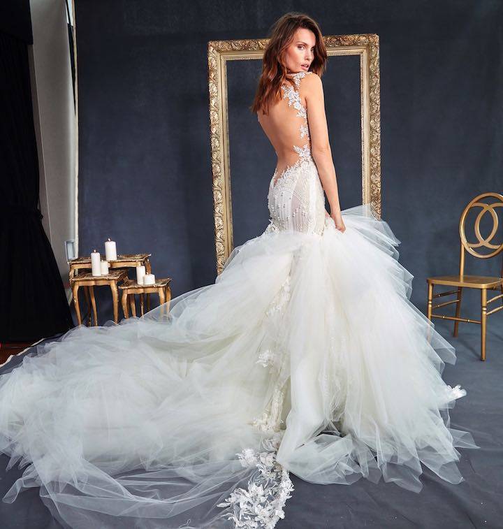 Fall Favourites at New York Bridal Week Elegantlace detail, stunning train by Galia Lahav