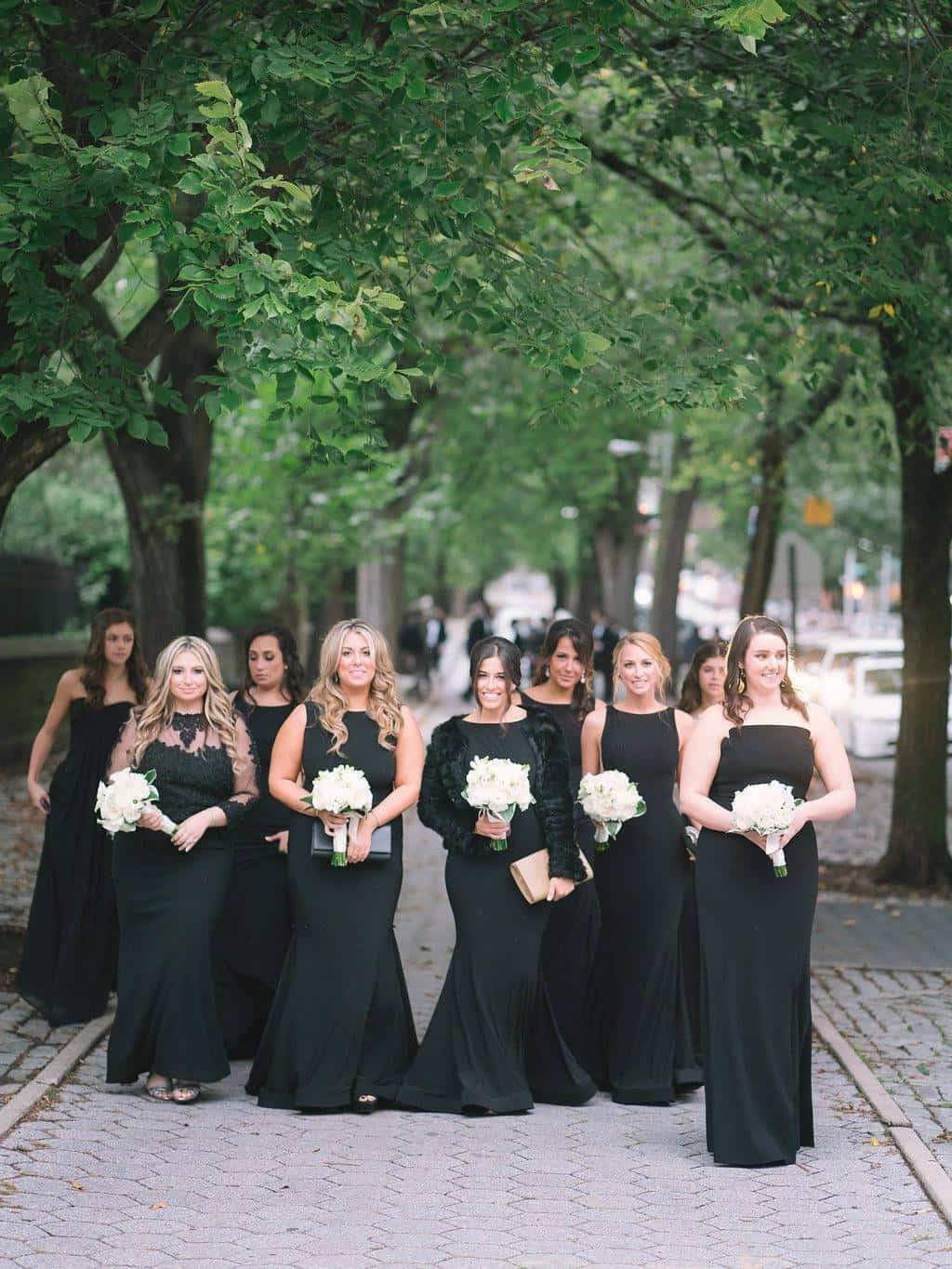 A Grand New York City Wedding Bridesmaids in black A Grand New York City Wedding Bridesmaids in black