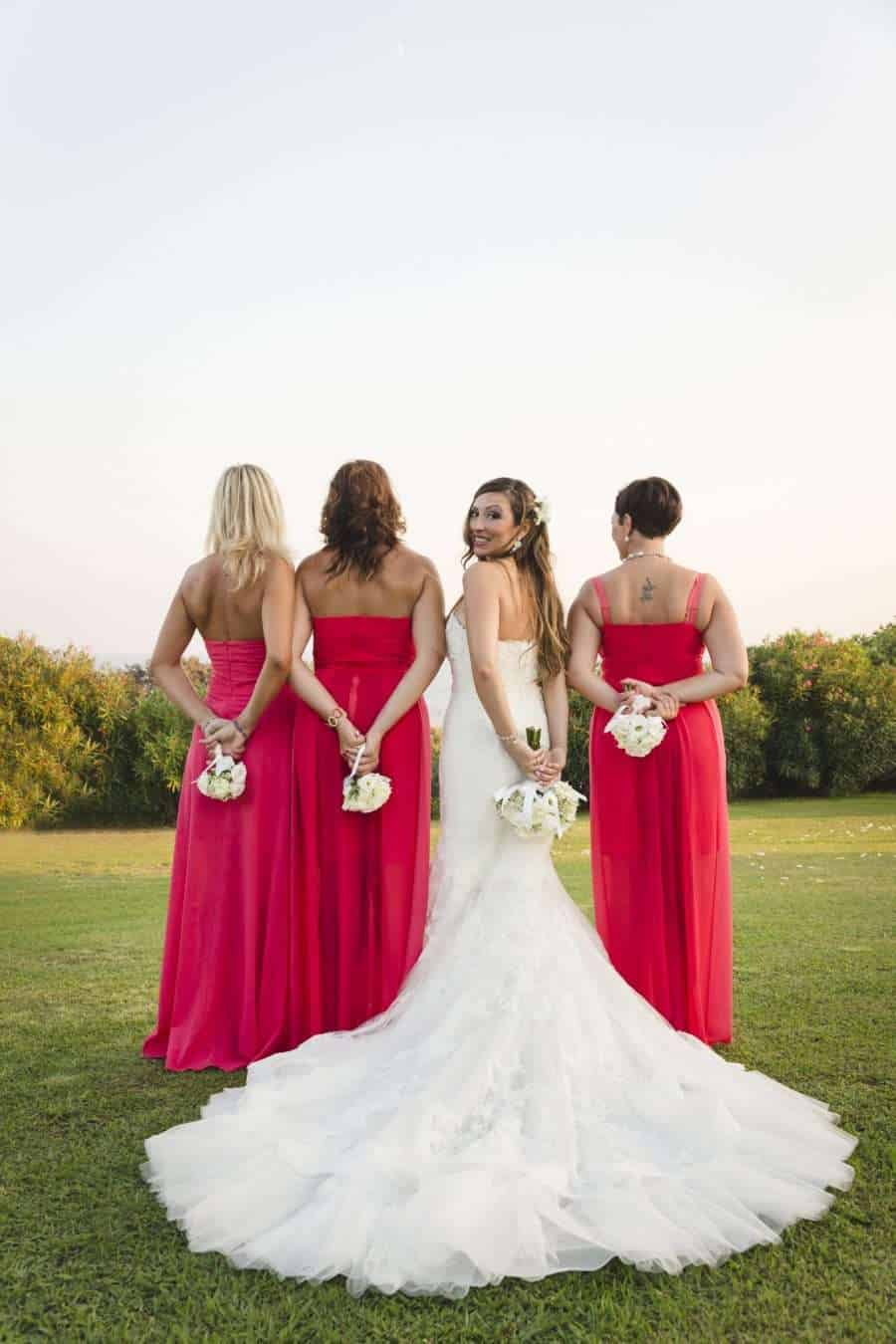 Outdoors Indoors wedding - the bride with bridesmaid