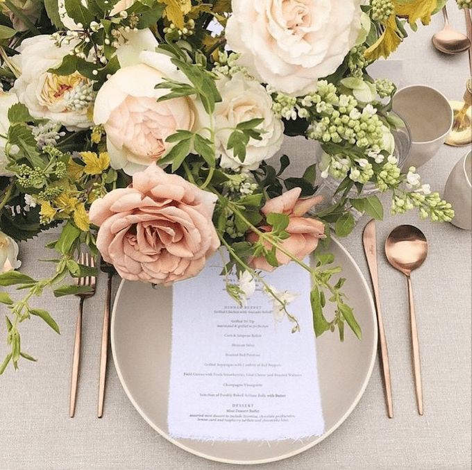 Metallic florals - rose gold table Metallic florals