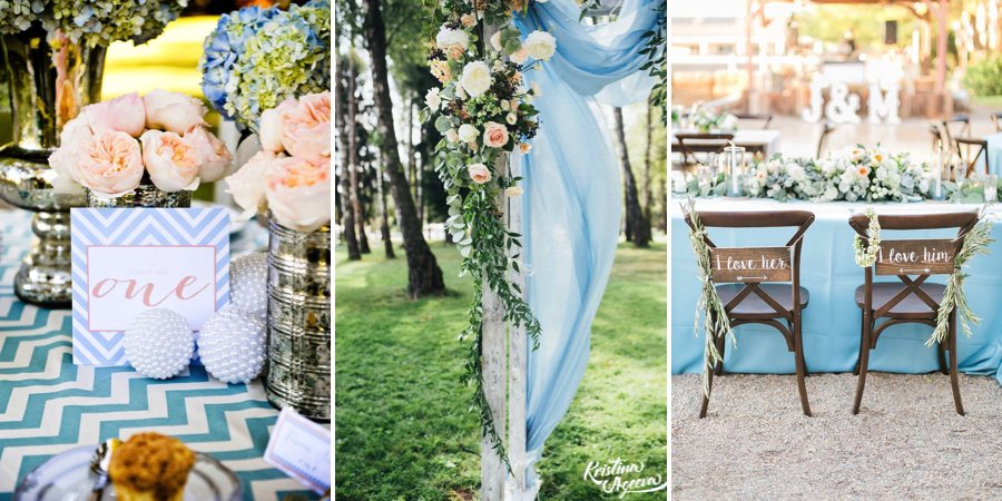 blue peach decor