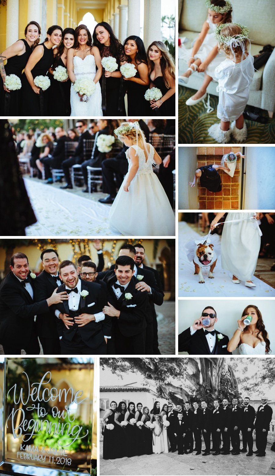 Real wedding: White florals and a furry friend