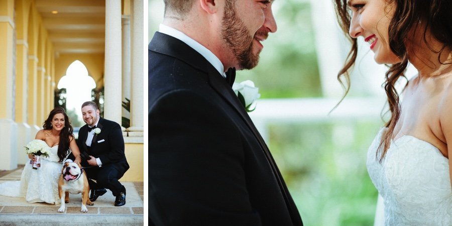Real wedding: White florals and a furry friend