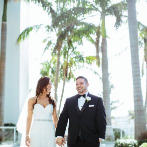 Real wedding: White florals and a furry friend