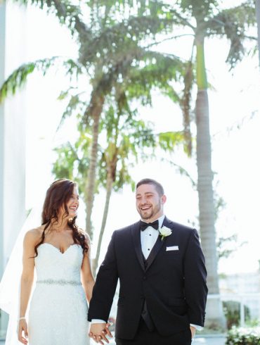 Real wedding: White florals and a furry friend
