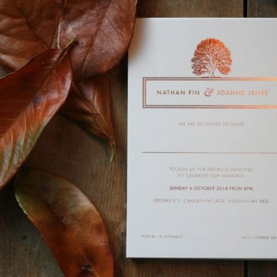 Autumnal wedding stationery