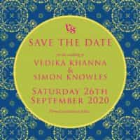 mandala love classic blue save the date from £4 ananyacards.com