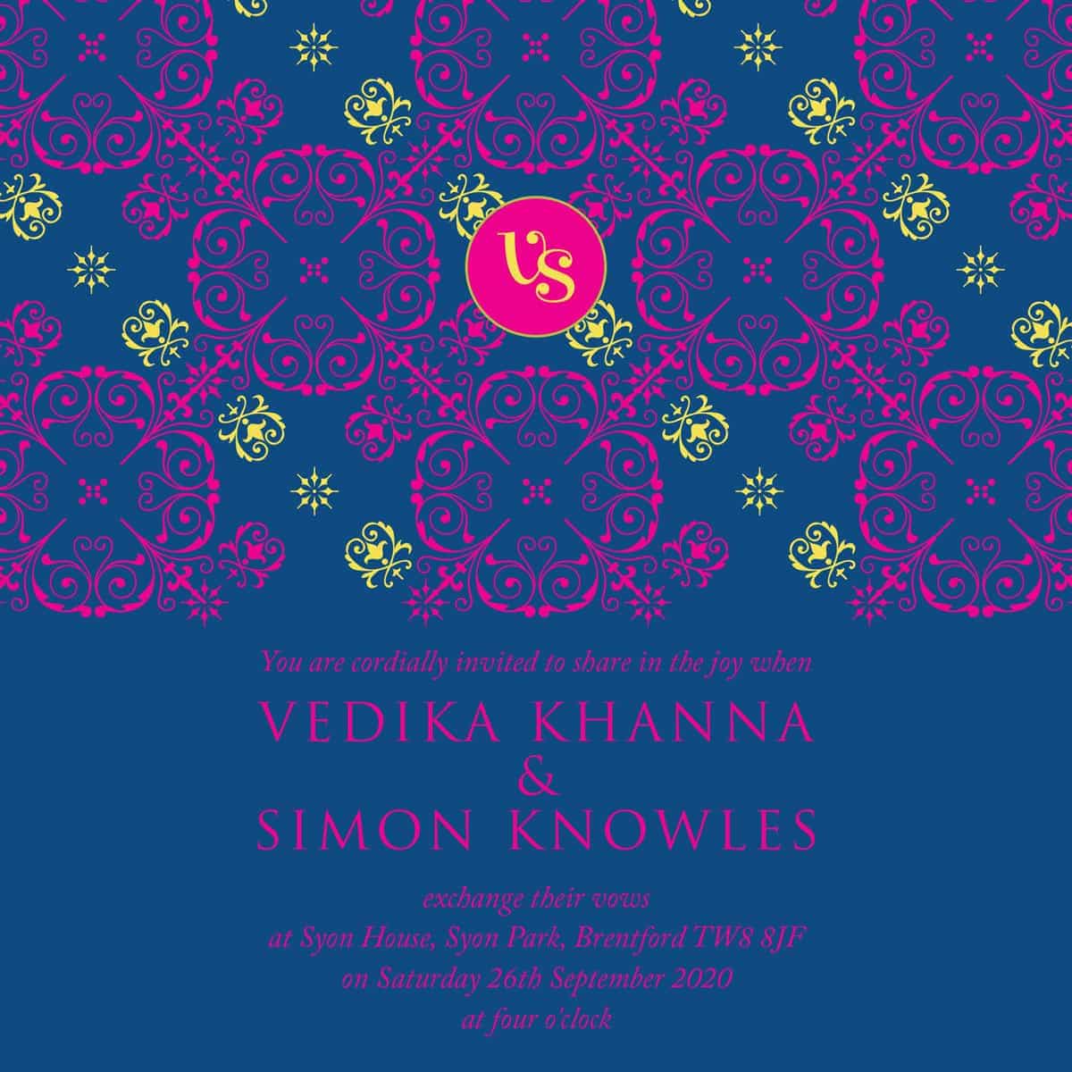 mandala love classic blue wedding invitation2 from £5 ananyacards.com