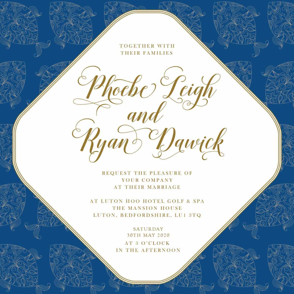 trio of life classic blue wedding invitation3 fish from £5 ananyacards.com
