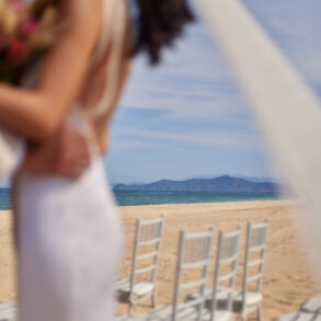 Wedding ceremony on a sandy beach.