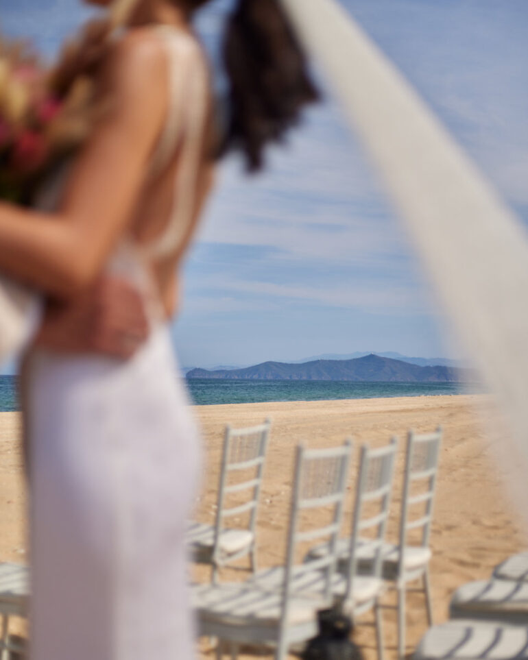 Wedding ceremony on a sandy beach.