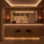 Stylish modern bar with ambient lighting