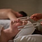 Relaxing sound therapy session in spa setting