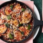 Aubergine bake with cheese and pine nuts