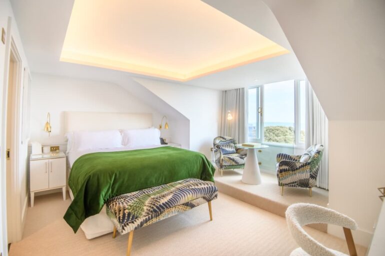 Luxurious hotel room with sea view
