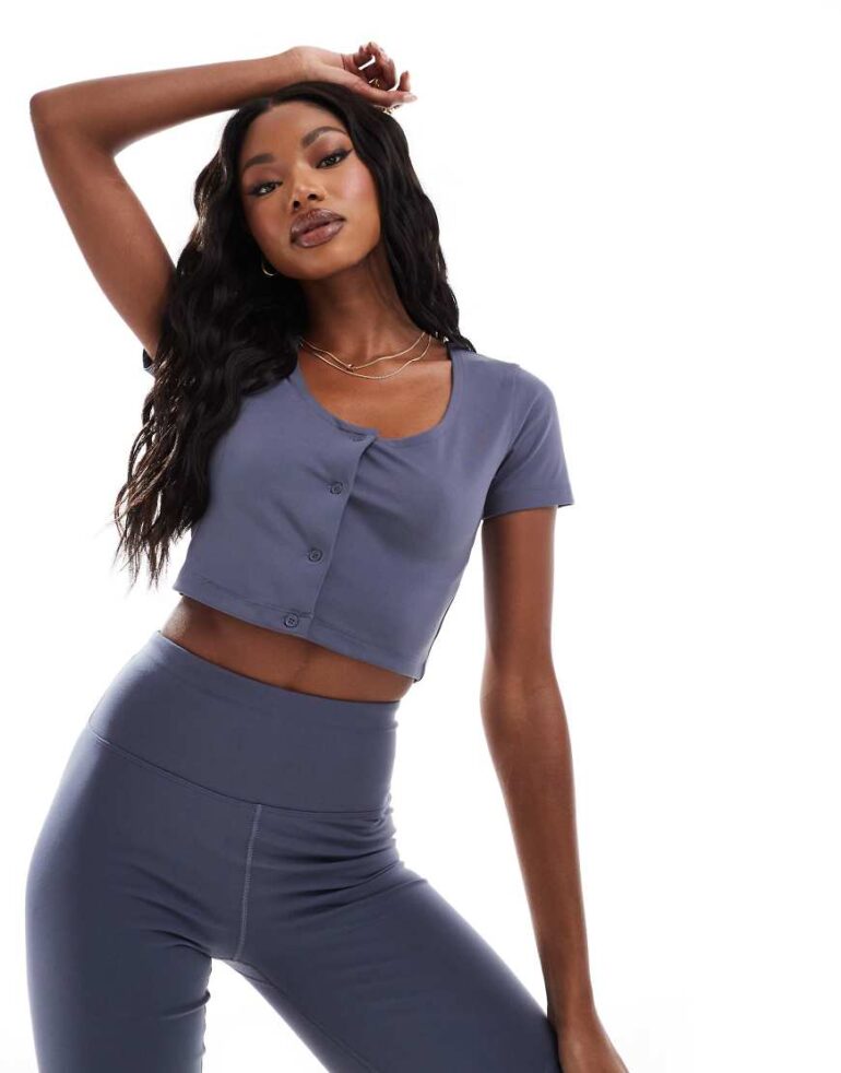 4505 Studio soft touch cardigan in slate blue