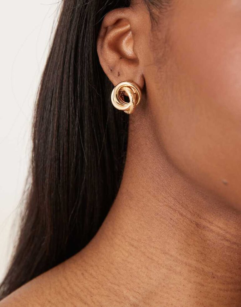 ASOS DESIGN earrings in knot design in gold tone