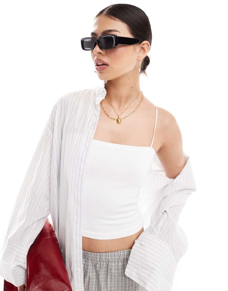 ASOS DESIGN seamless sculpting 90s long line bandeau top in white