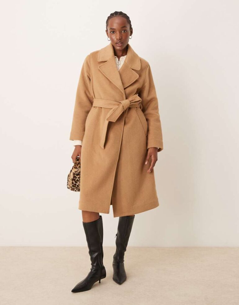 Abercrombie & Fitch trench coat with belt in camel-Neutral