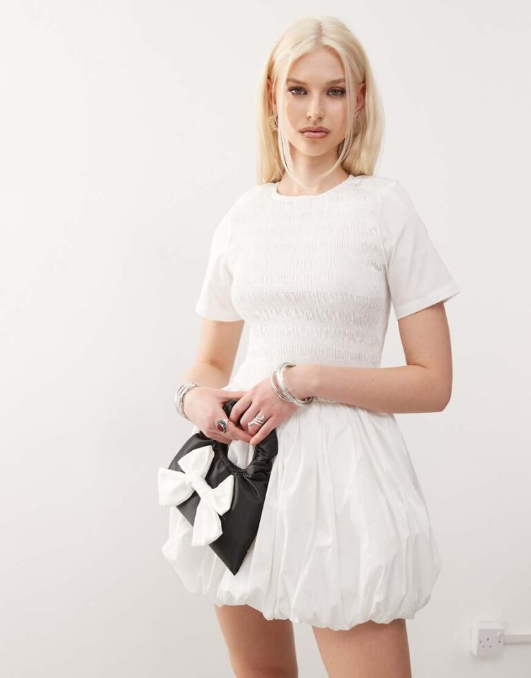 Amy Lynn Eleanor puffball mini dress in white