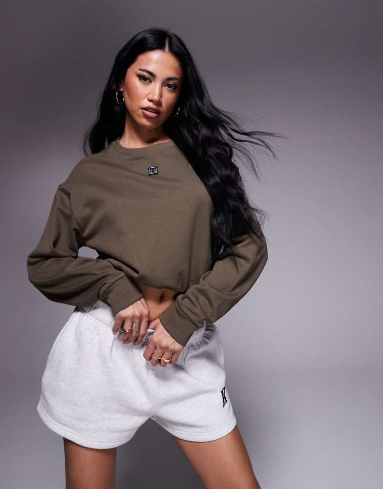 Armani Exchange logo sweatshirt in khaki-Green