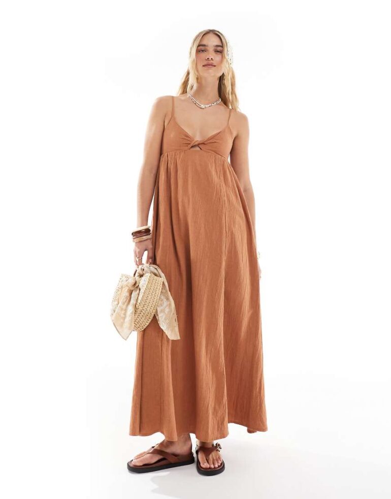 Billabong modern love maxi dress in rust-Orange