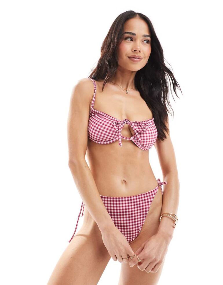 Brave Soul underwire bikini top in red gingham
