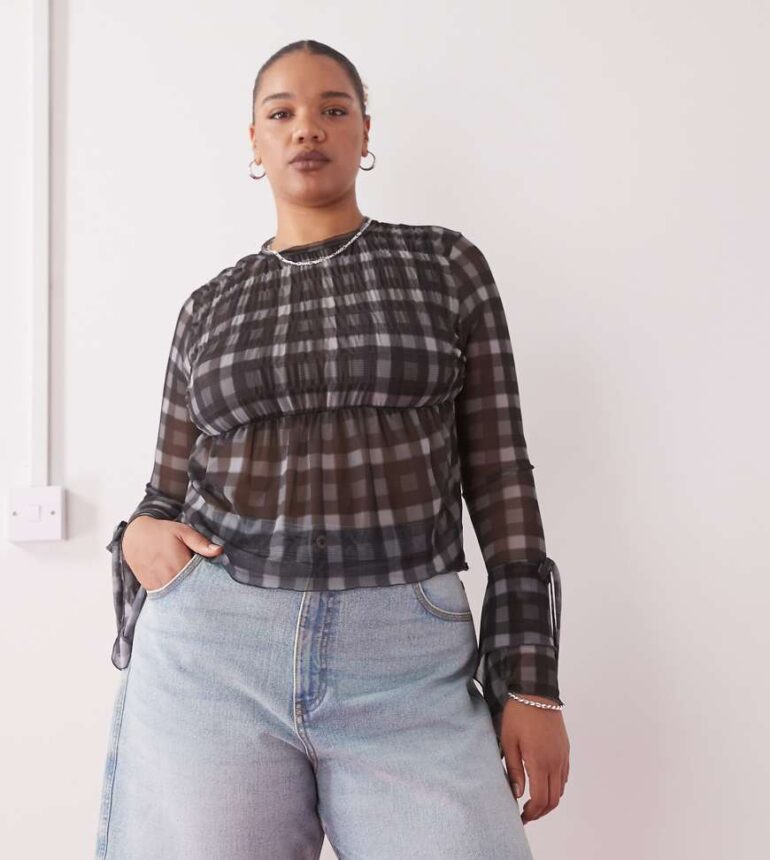COLLUSION Plus denim loose jorts in vintage wash-Blue