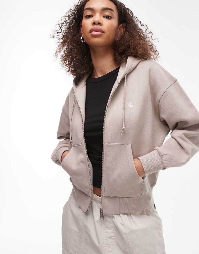 Carhartt WIP Casey zip up hoodie in beige-Neutral