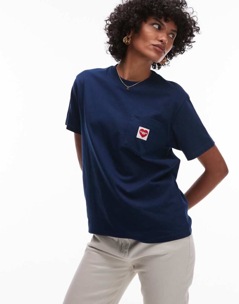Carhartt WIP pocket heart logo t-shirt in navy