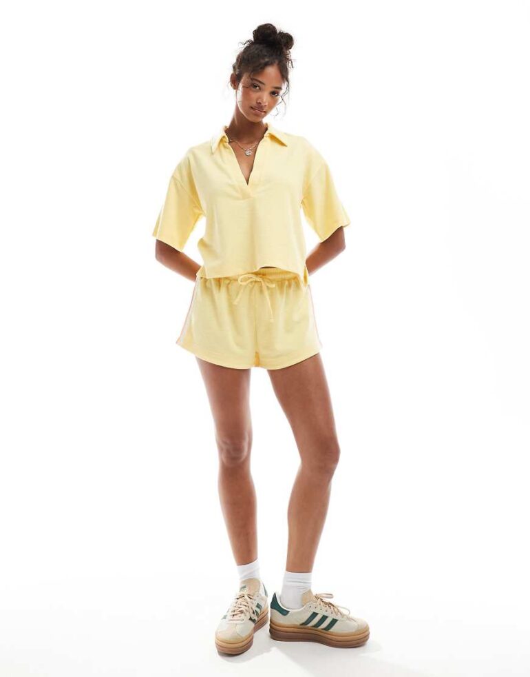 Cotton On Rib beach polo top in yellow - YELLOW