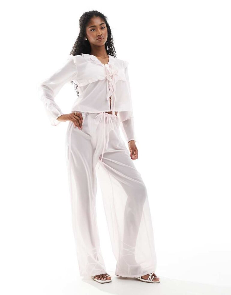 Esmee Exclusive sheer beach trousers in pink