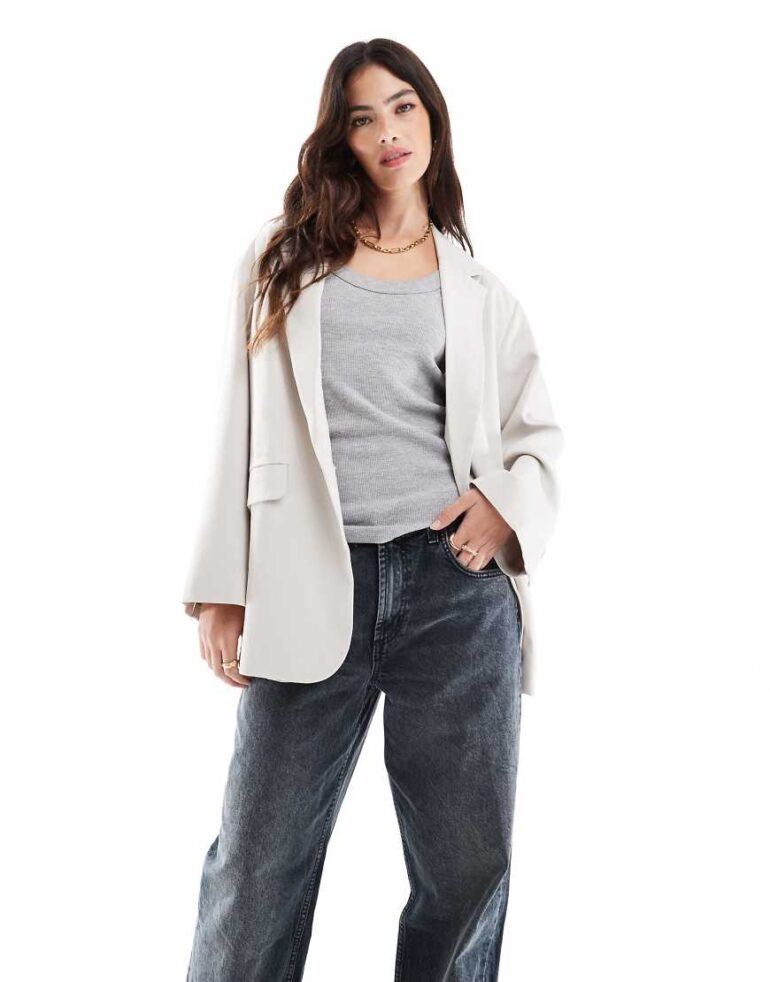 Hera Womens oversized studio blazer in stone-Neutral
