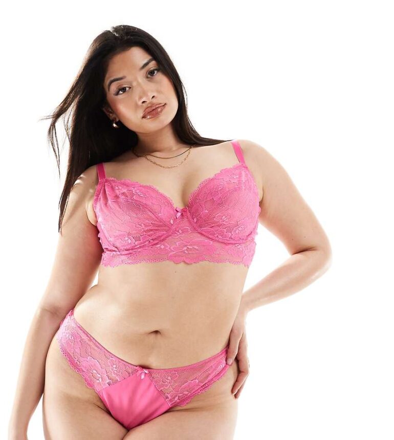 Ivory Rose Curve Valetta C-G non padded lace balcony bra in pink