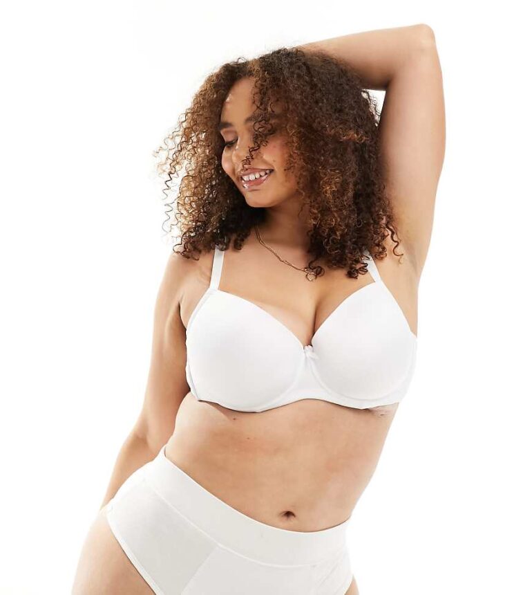 Ivory Rose Curve plain t-shirt bra in white