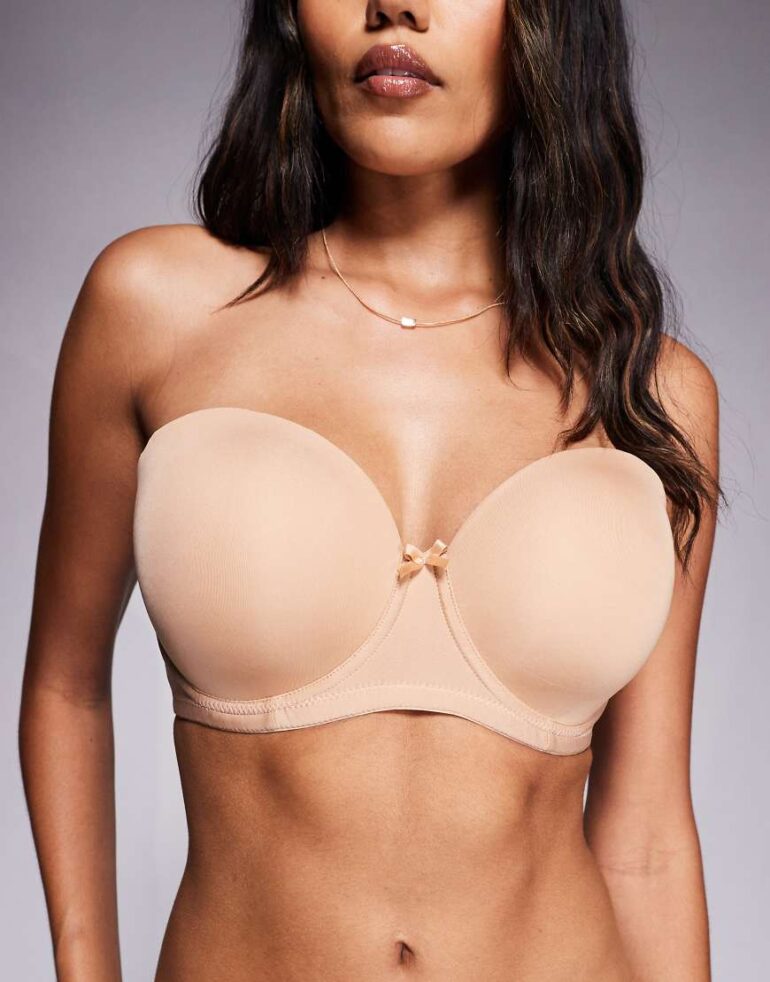 Ivory Rose Lingerie Fuller bust moulded plain multiway strapless bra in beige-Neutral