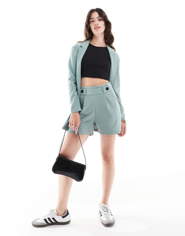 JDY tailored shorts co-ord in teal-Blue