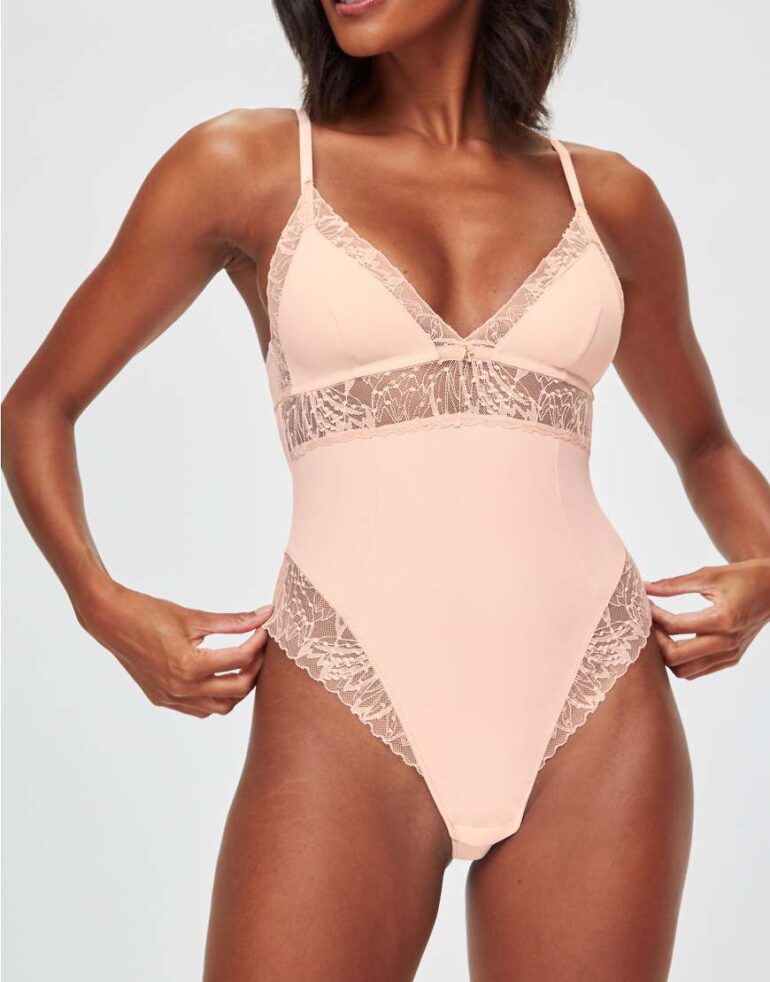 KBX Louisa ribbed triangle body in pink - PINK