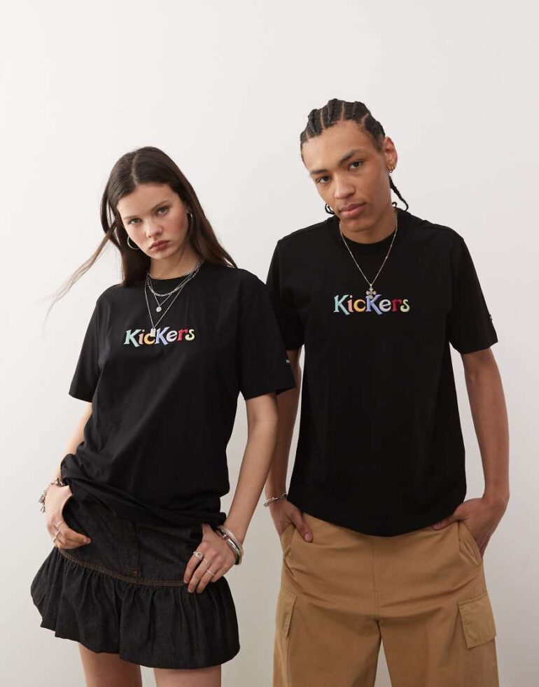 Kickers unisex oversized graphic t-shrit in black